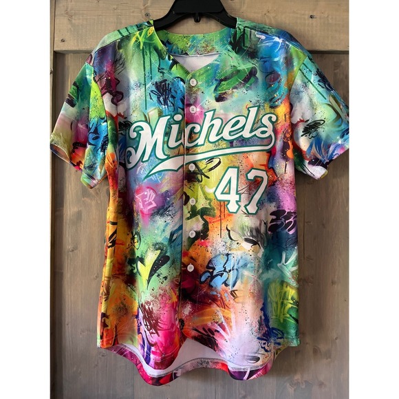 Other - Graffiti Baseball Jersey "Michels‎ 47" Colorful Men's Size Medium